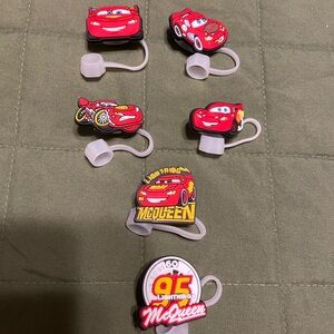 6pcs Lightning McQueen Straw Caps